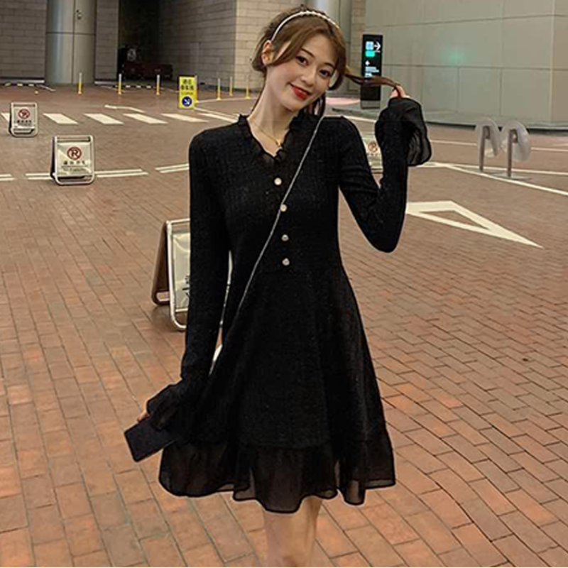 ベルスリーブニットワンピース(2colors・2variation)