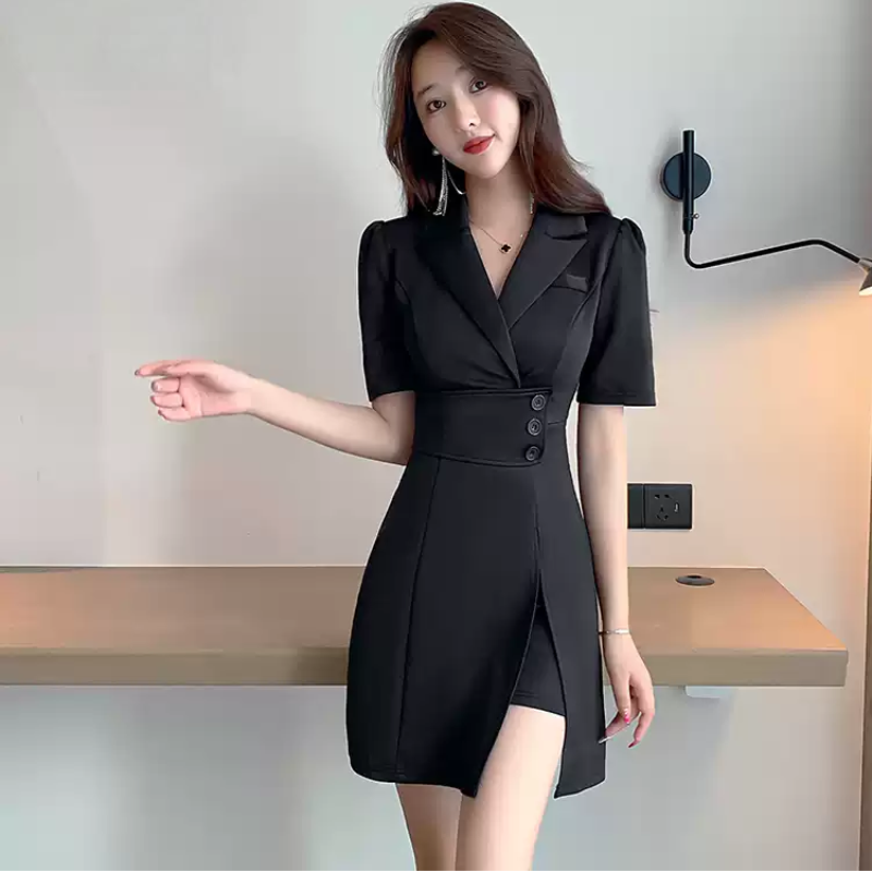 サイドスリットタイトミニワンピース(2colors)