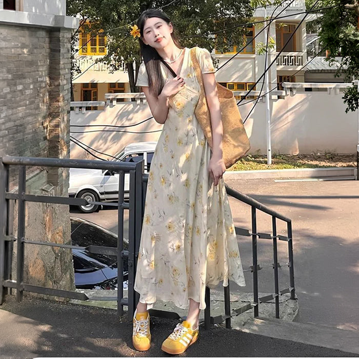 レーストリムパフスリーブワンピース