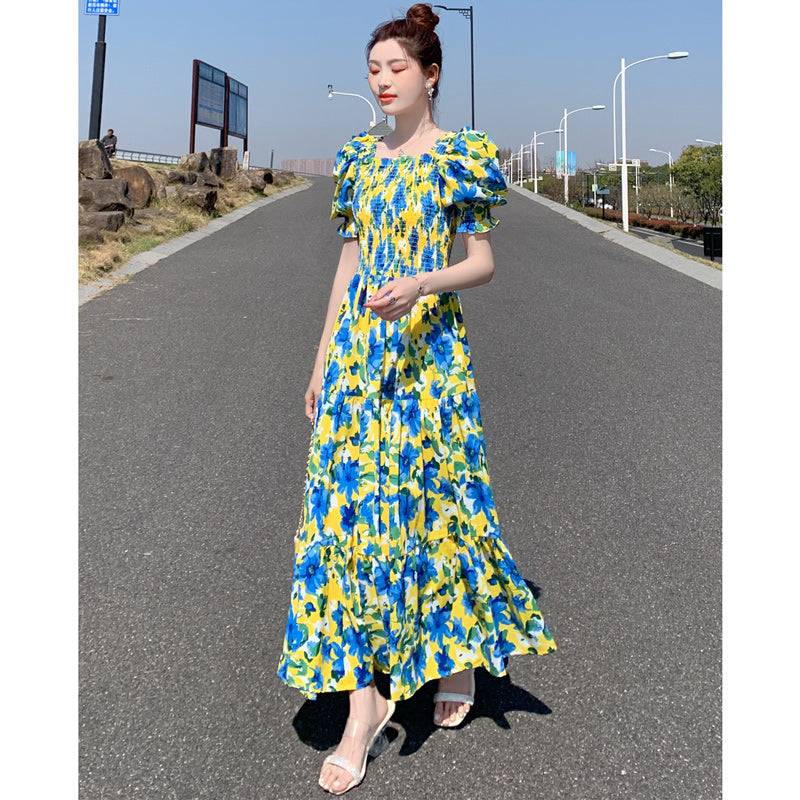 花柄ロング丈ワンピース