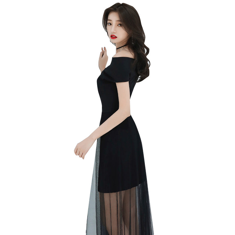 チュールスカート付きベアトップミニ丈ドレス(4colors)