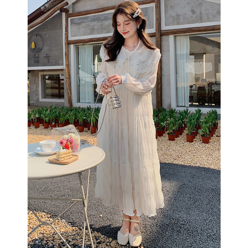 ロング丈フェアリーシフォンワンピース