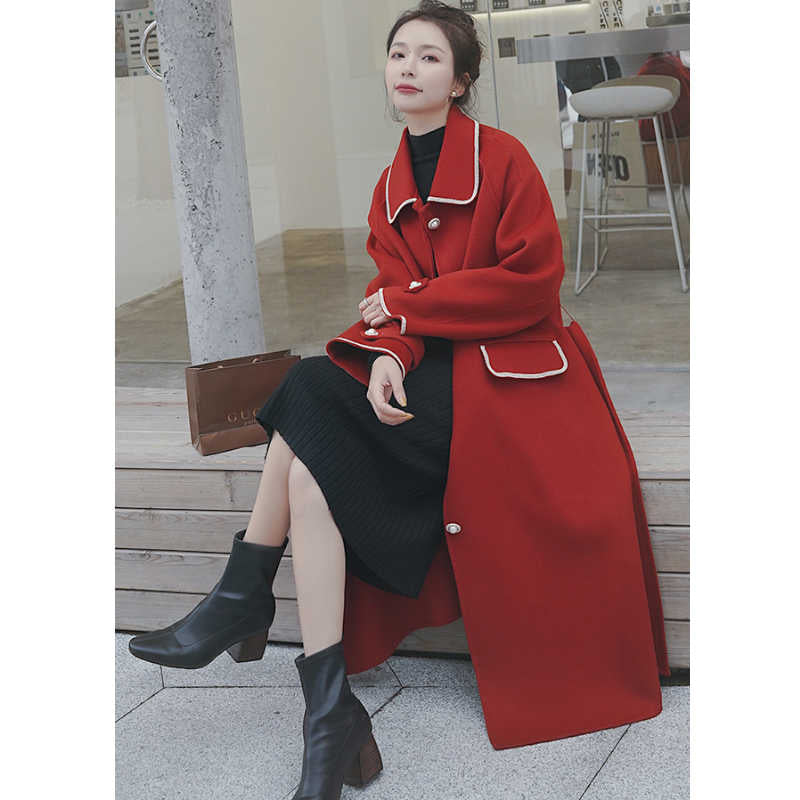 アウトラインステッチロングステンカラーコート(2colors)