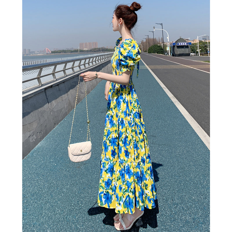 花柄ロング丈ワンピース