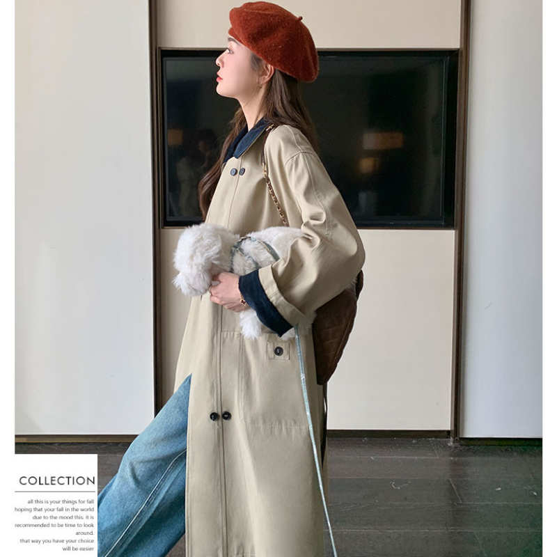 バイカラーステンカラーロングコート