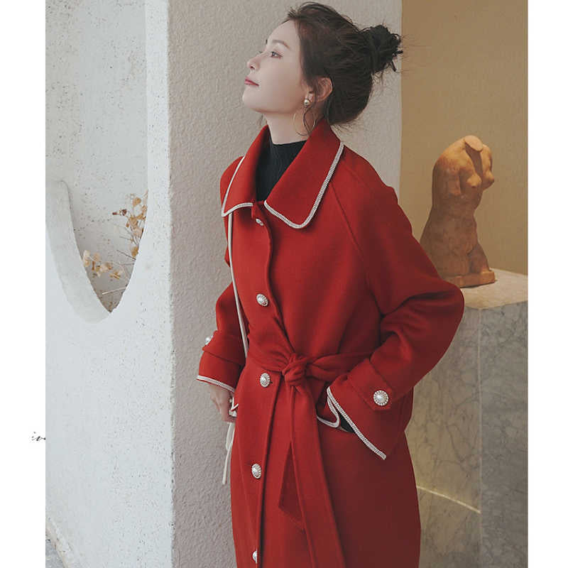 アウトラインステッチロングステンカラーコート(2colors)