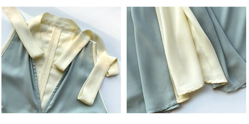 ボウタイフロントギャザーバイカラーワンピース