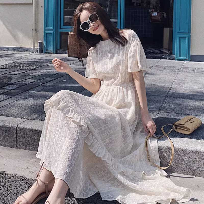 フレア袖レトロワンピース