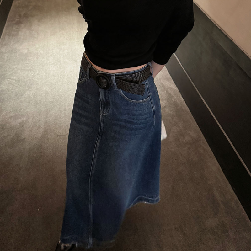 ユーズドデザインロングデニムスカート