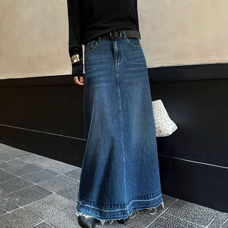 ユーズドデザインロングデニムスカート