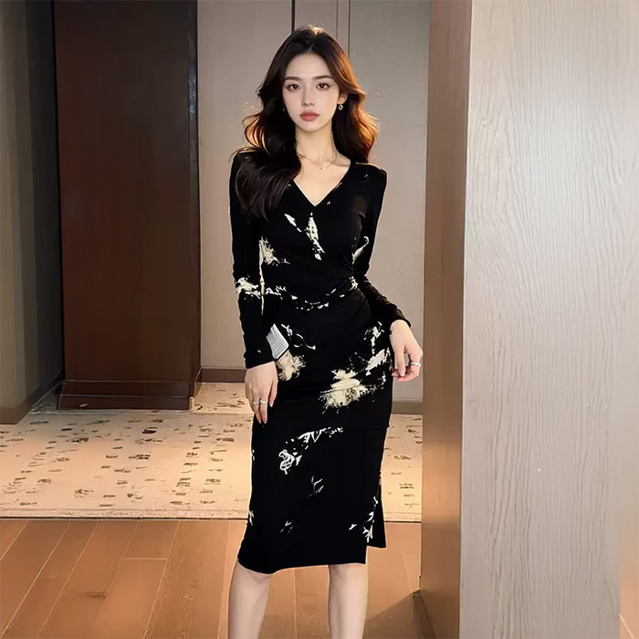 モノトーンカシュクールトドレス