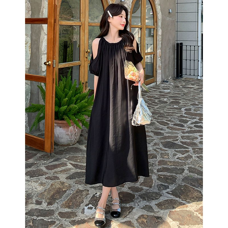 【即納】オープンパフスリーブワンピース