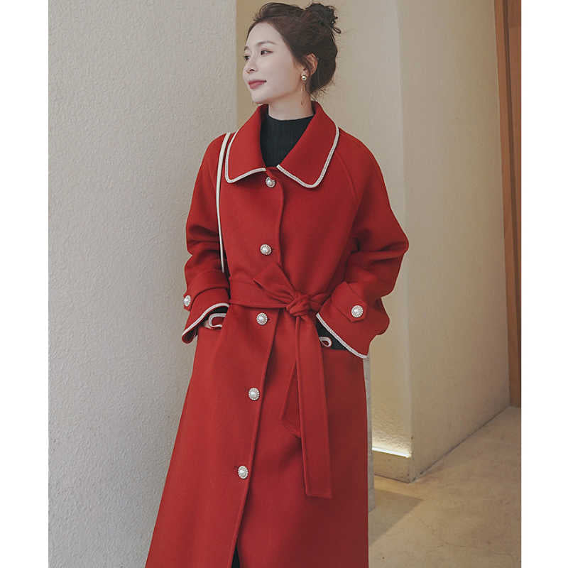 アウトラインステッチロングステンカラーコート(2colors)