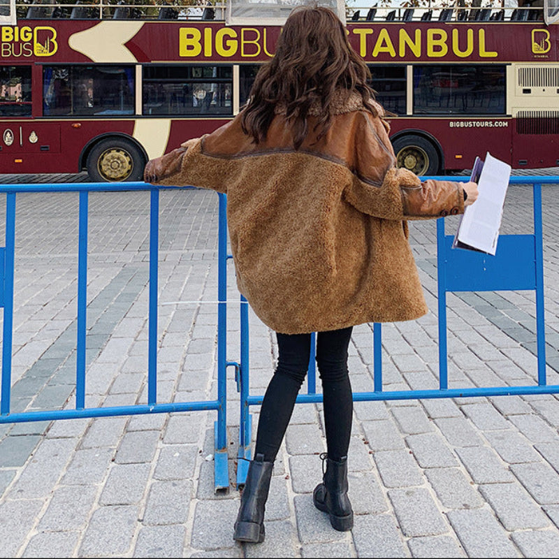 フェイクレザー切り替えボアコート