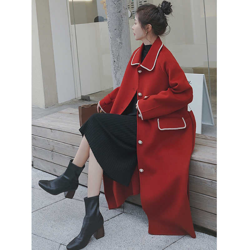 アウトラインステッチロングステンカラーコート(2colors)