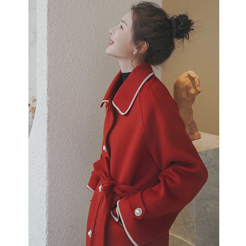 アウトラインステッチロングステンカラーコート(2colors)