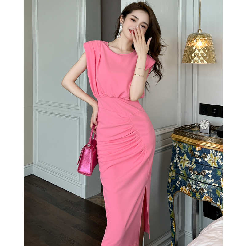 タック入りウエスト切り替えペンシルワンピース(2colors)