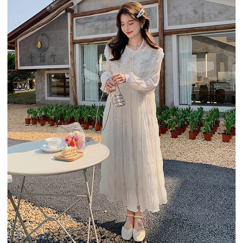 ロング丈フェアリーシフォンワンピース