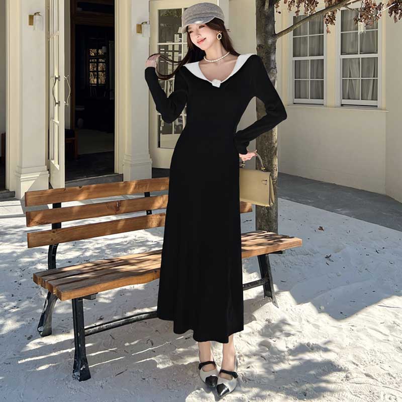 モダンマリンリブワンピース(2colors)