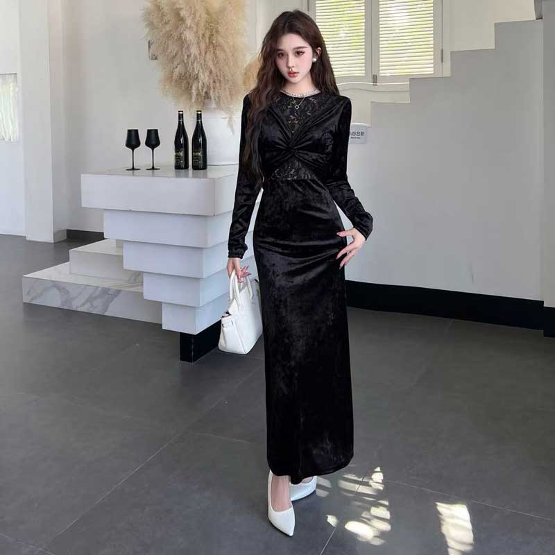 ツイストベロアワンピース(2colors)