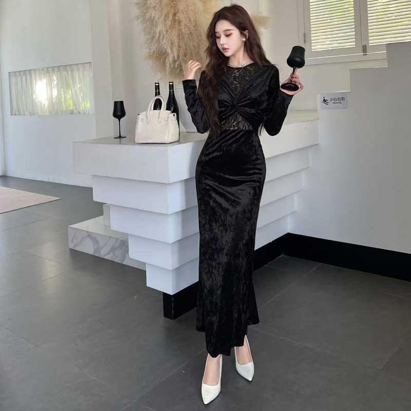 ツイストベロアワンピース(2colors)