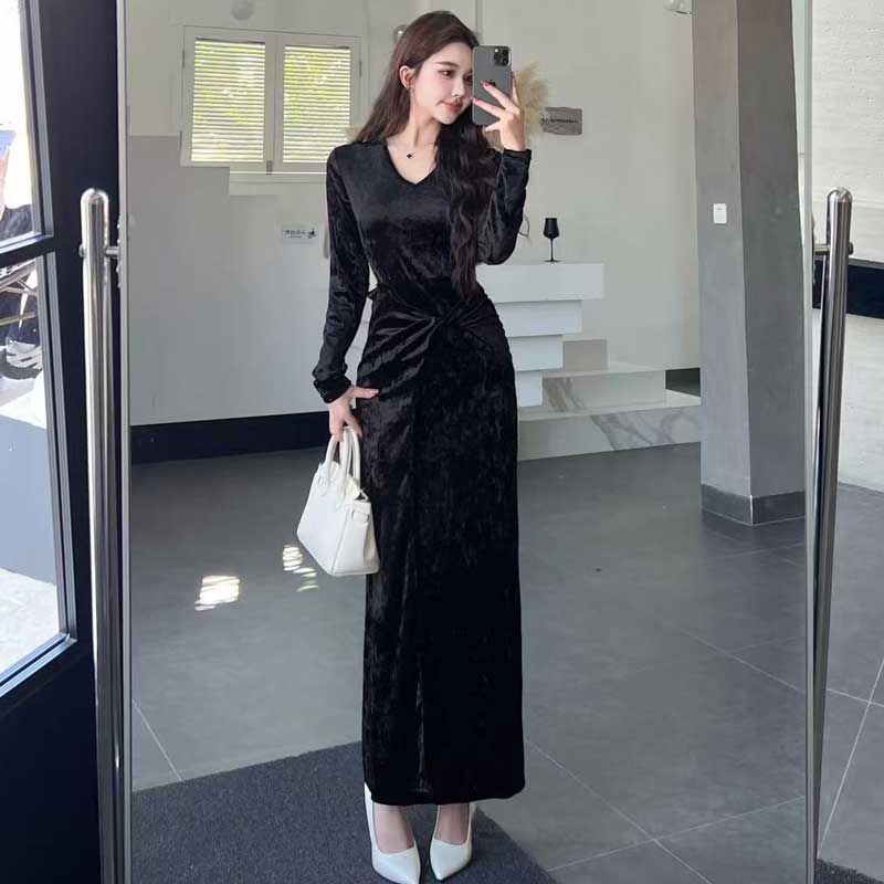 ツイストベロアワンピース(2colors)