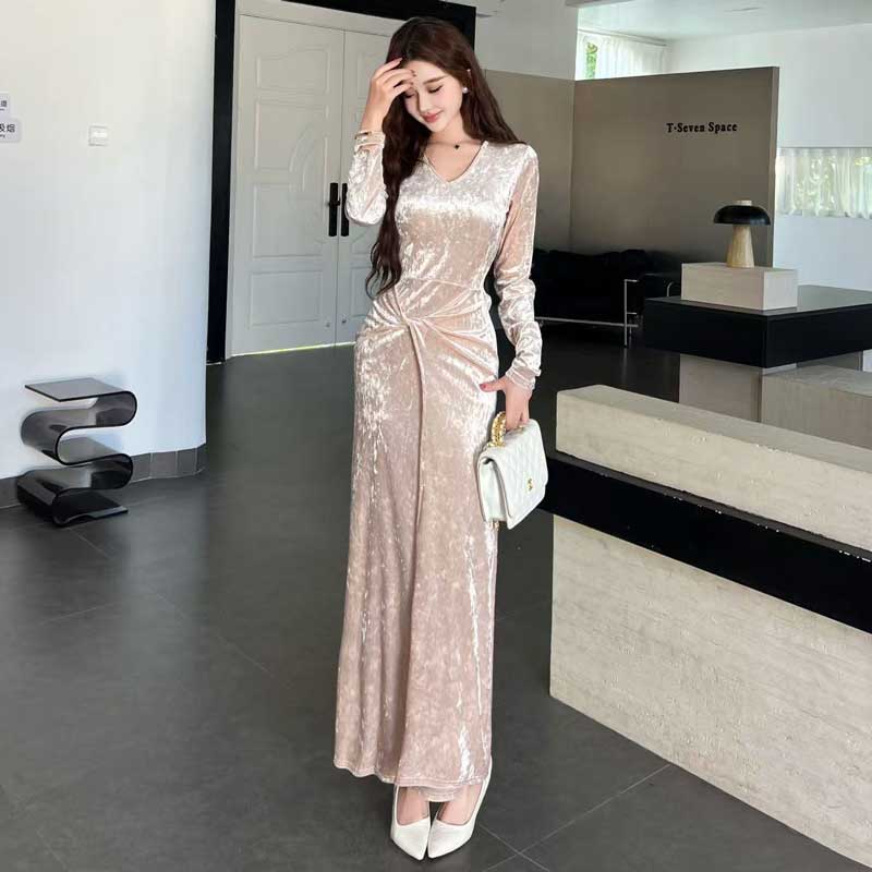 ツイストベロアワンピース(2colors)