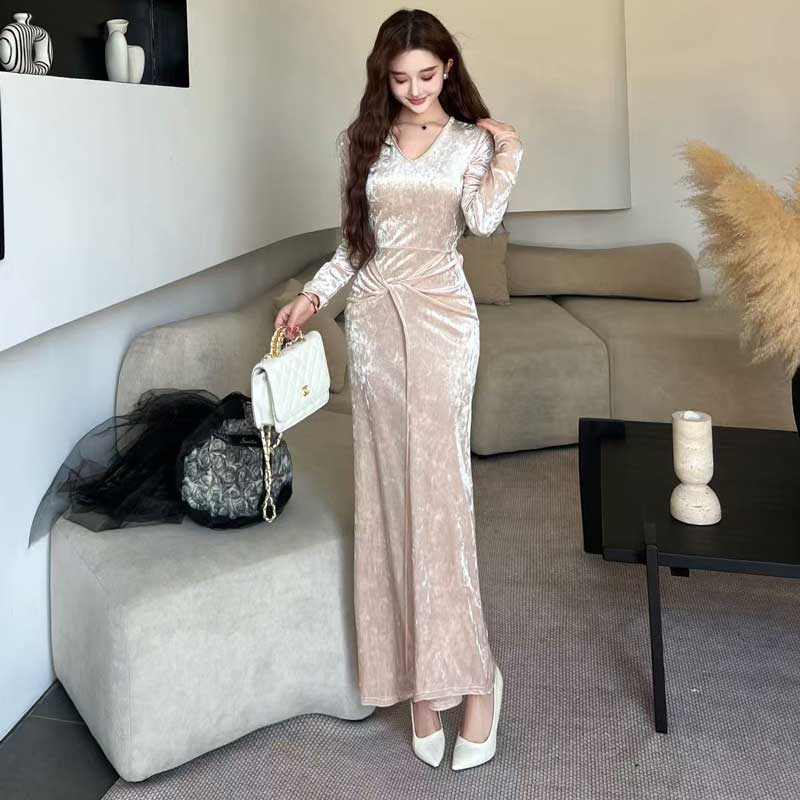 ツイストベロアワンピース(2colors)