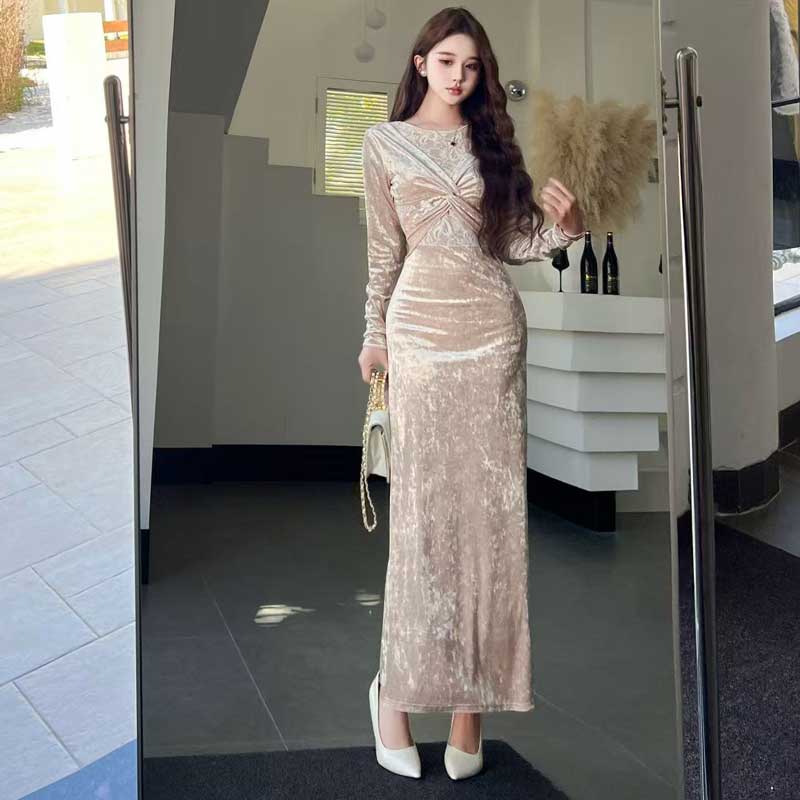 ツイストベロアワンピース(2colors)