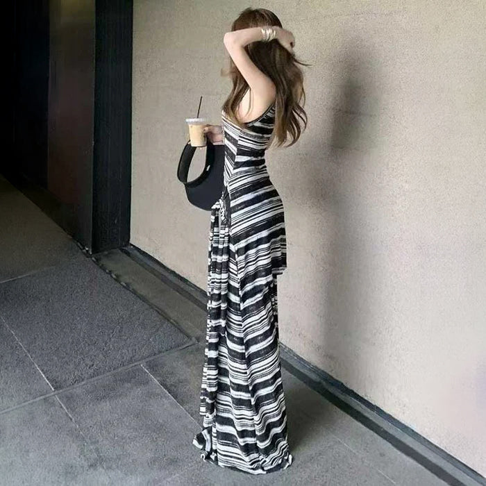 マルチボーダーマキシワンピース