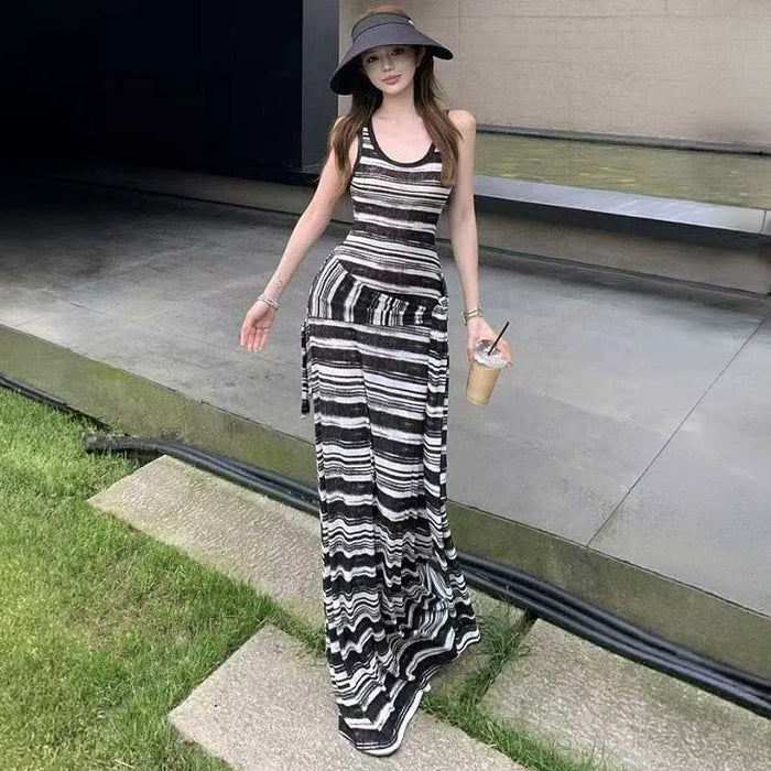 マルチボーダーマキシワンピース