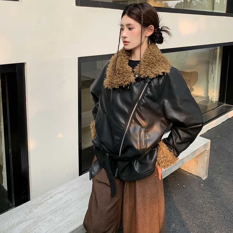 ボアコンビネーションライダースジャケット(2colors)