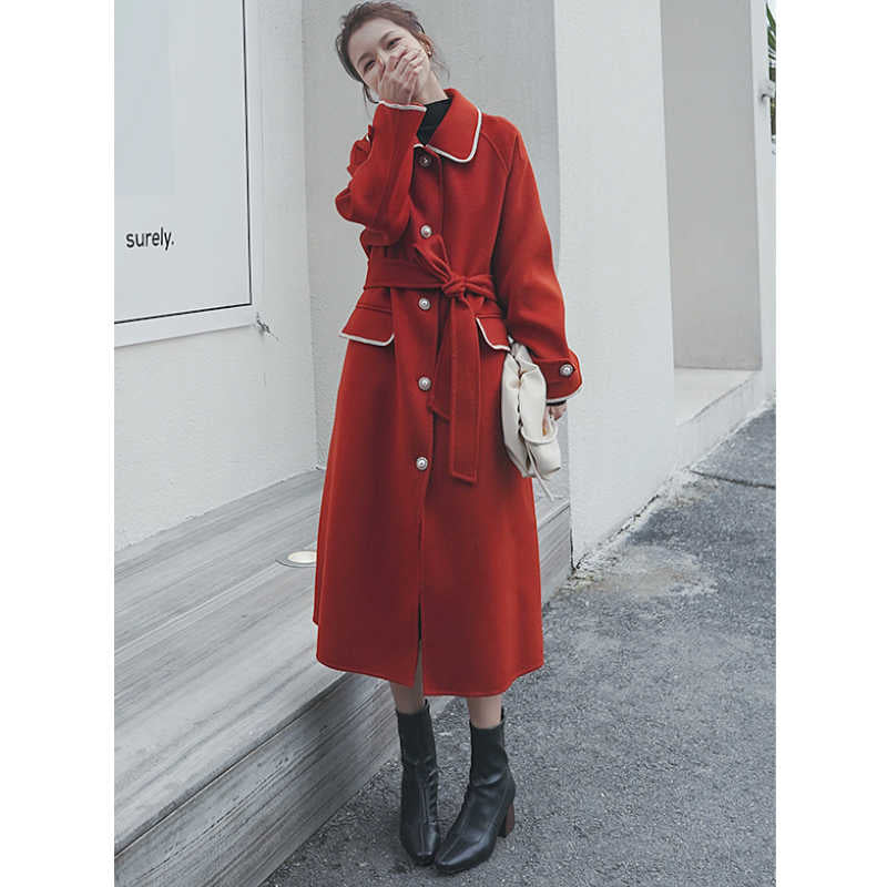 アウトラインステッチロングステンカラーコート(2colors)