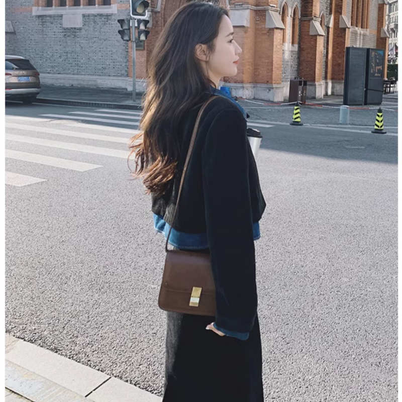 デニムシャツコンビクロップドジャケット×ワイドパンツ or ナロースカート(2colors / 2type)