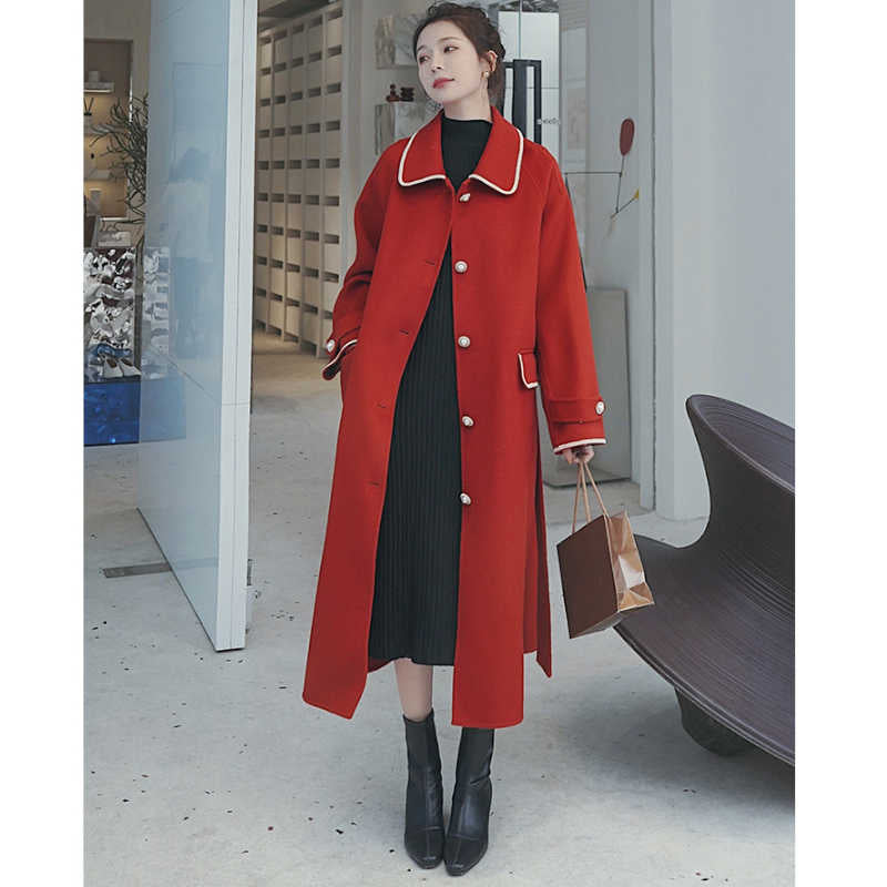 アウトラインステッチロングステンカラーコート(2colors)