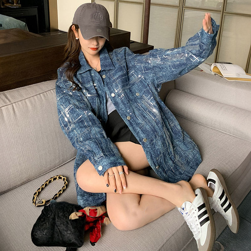 シルバーペイントデニムジャケット