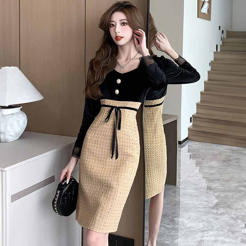 ハイウエストベロアトップワンピース