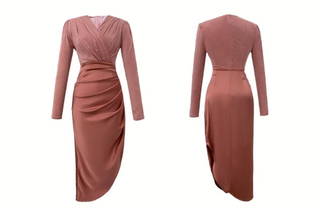 カシュクールベロアトップコンビタック入りワンピース