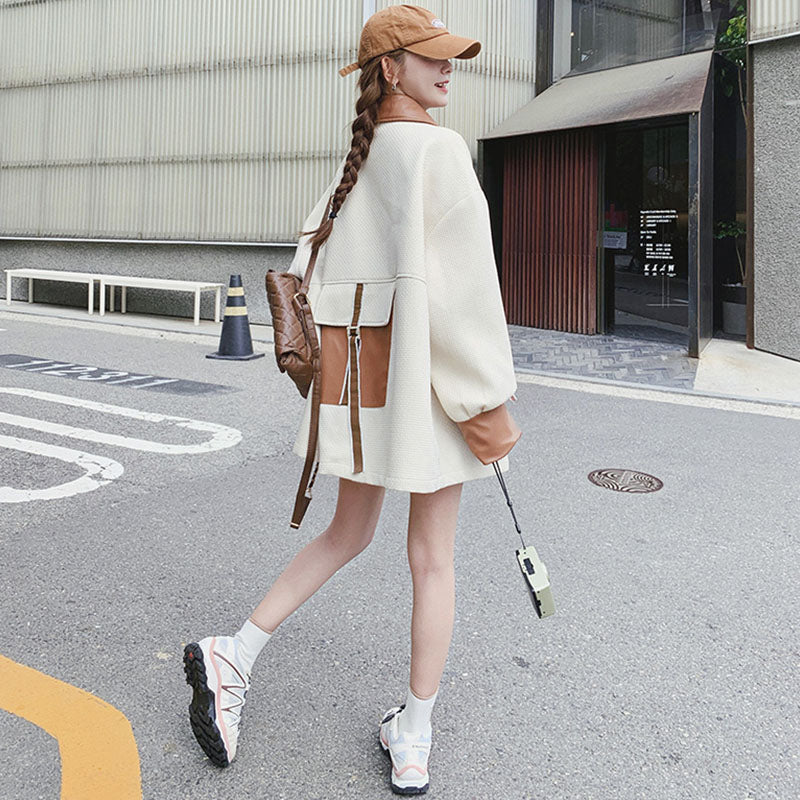 レザーポケットビッグブルゾン