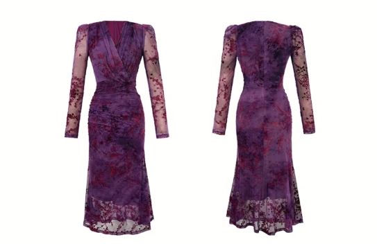 花柄シアーカシュクールマーメイドワンピース(2colors)
