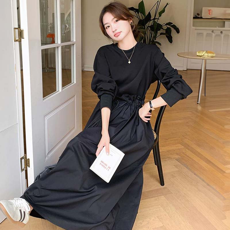 ベーシックラウンドネックスウェットワンピース