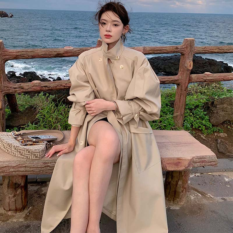 ボリューム袖ロングトレンチコート