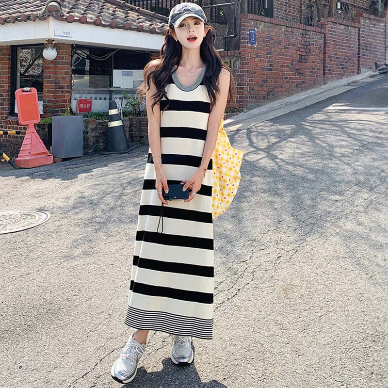 マキシ丈ボーダーワンピース