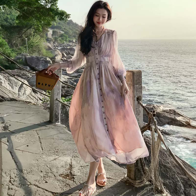 マーブルシフォンワンピース