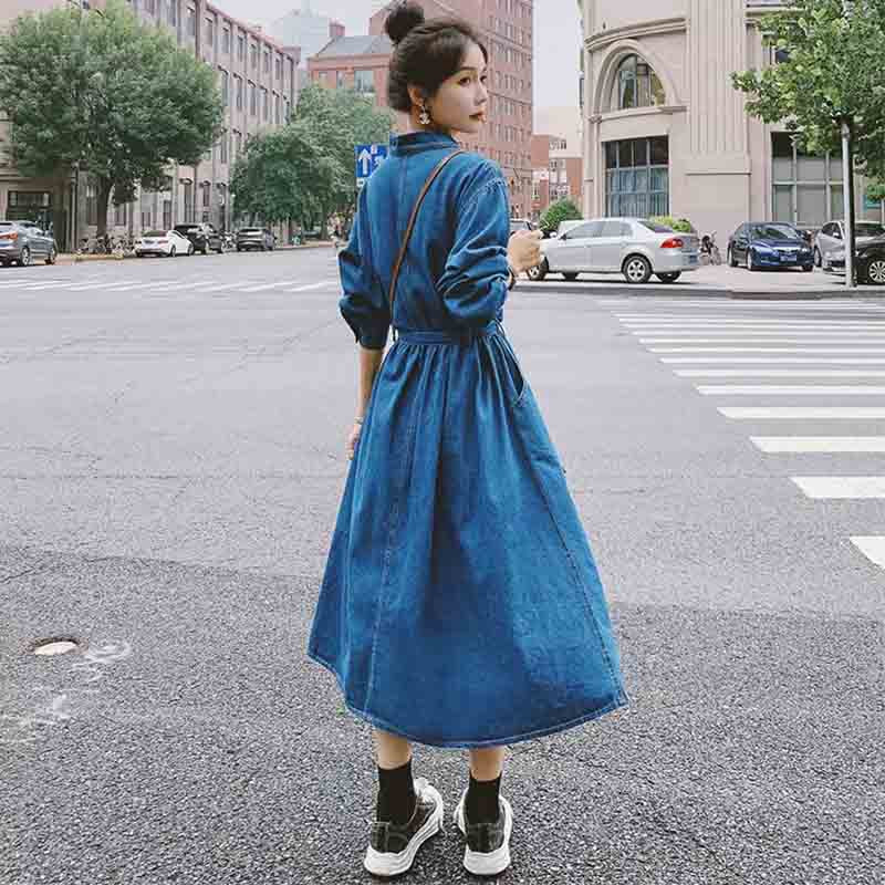 Aラインデニムシャツワンピース