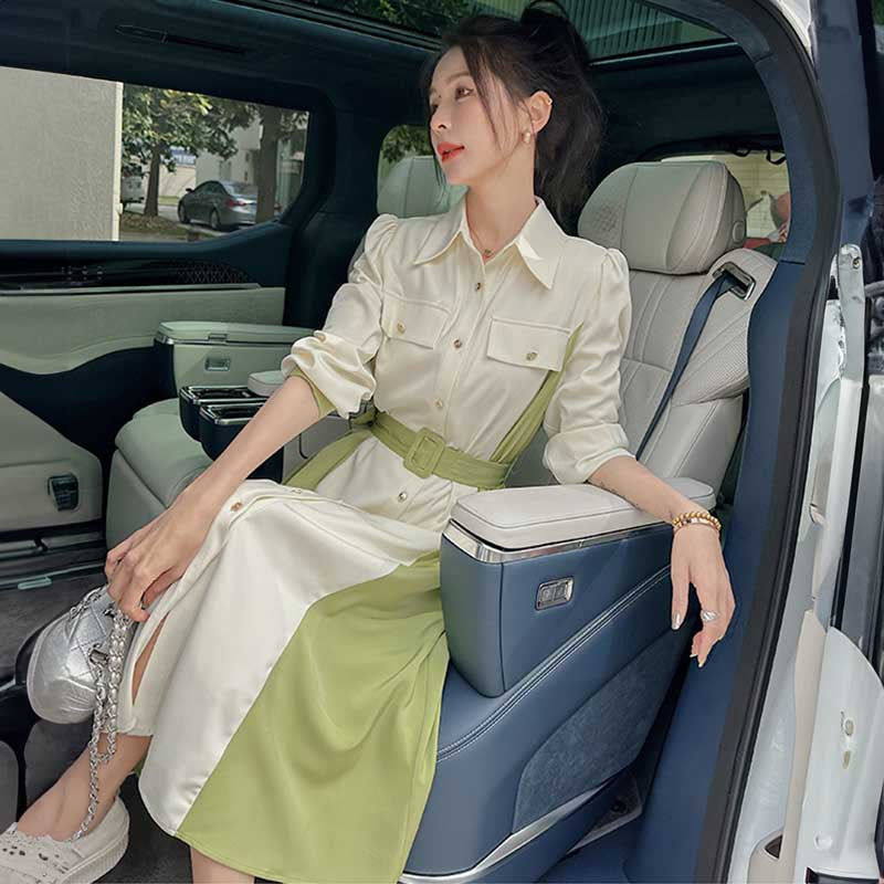 ウエストマークツートンワンピース