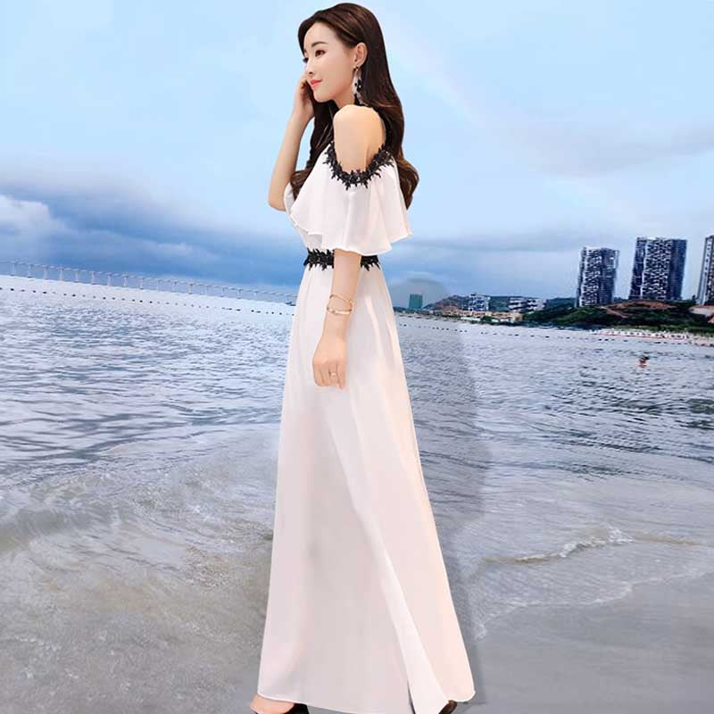 オフショルダーフレアスリーブワンピース