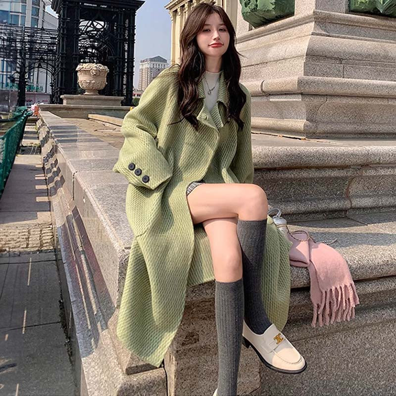 ラグランスリーブロング丈ウールコート