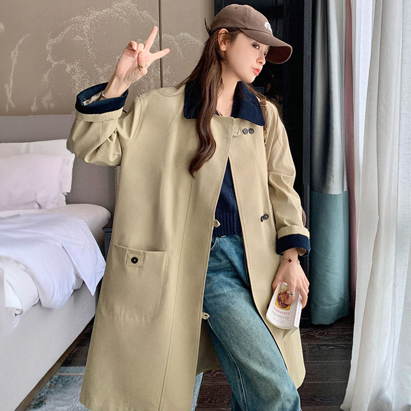 バイカラーステンカラーロングコート