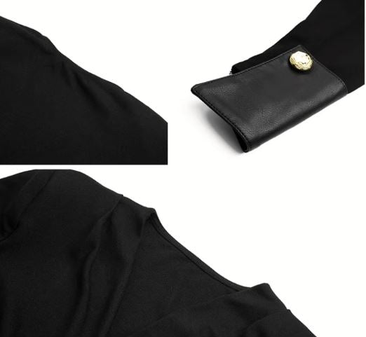エコレザーコンビカシュクールロングワンピース(2colors)